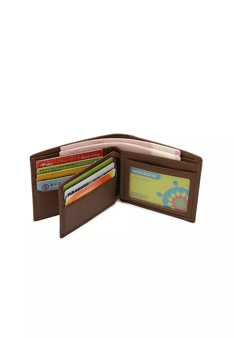 Men's RFID Genuine Leather Bi Fold Center Flap Short Wallet