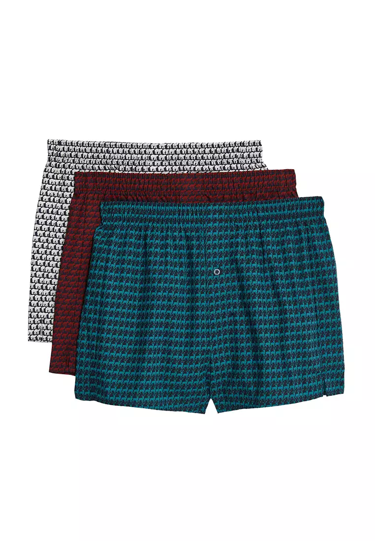 MARKS & SPENCER M&S 3pk Pure Cotton Animal Print Woven Boxers