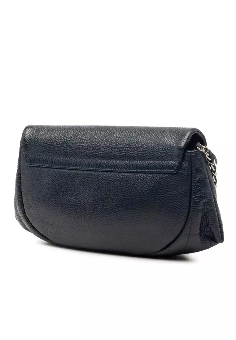 Pre-Loved Chanel Cc Caviar Half Moon Wallet On Chain