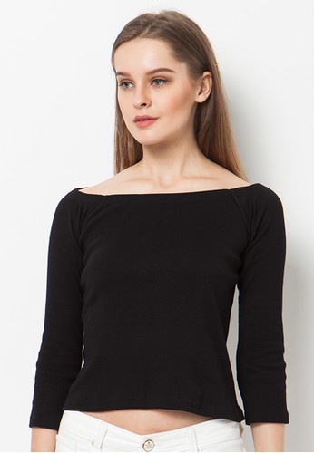 Wide Shoulder T-shirt Black