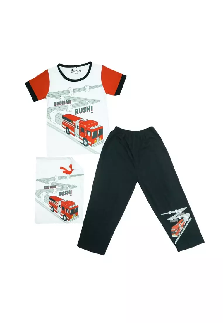 Buy Boboo Red Truck Kids Short Sleeves Cotton Pyjama Set Online ...