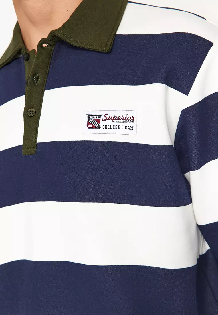 Polo Neck Striped Sweatshirt