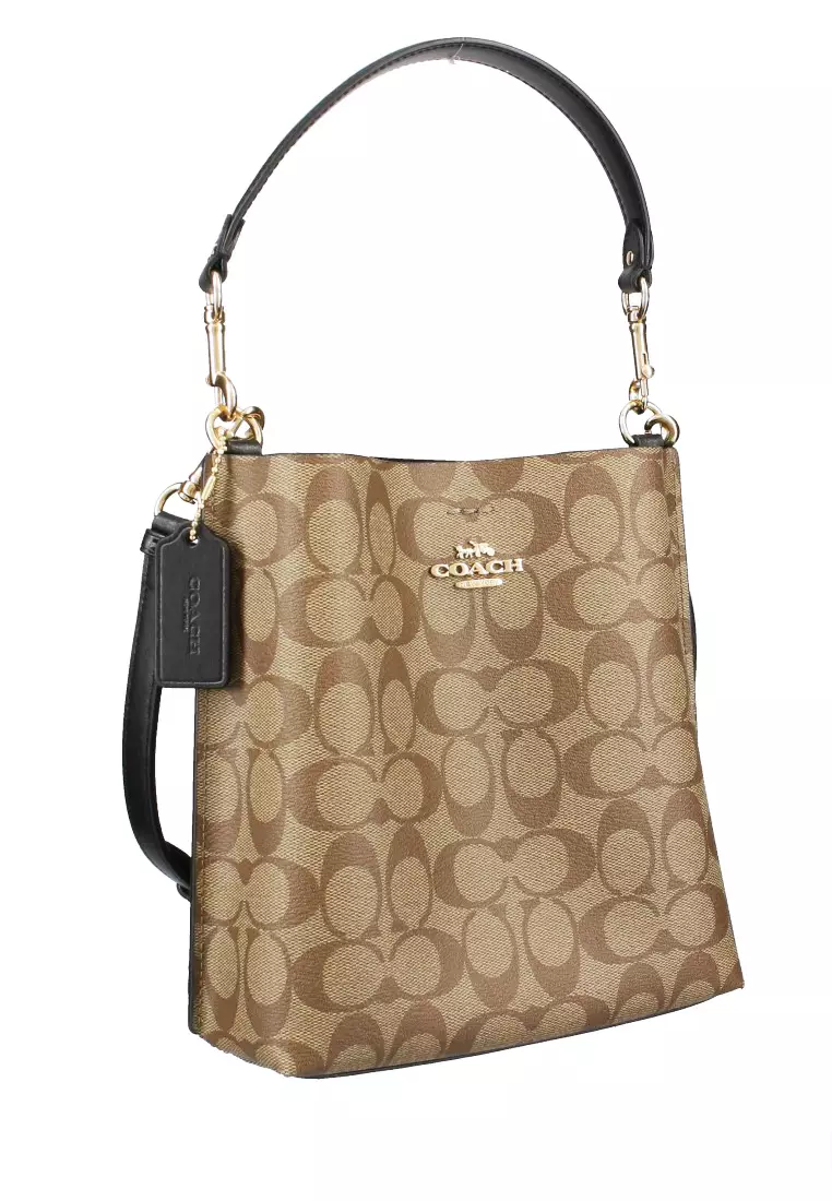 Mollie Bucket Bag 22 In Signature Canvas - Brown/Black
