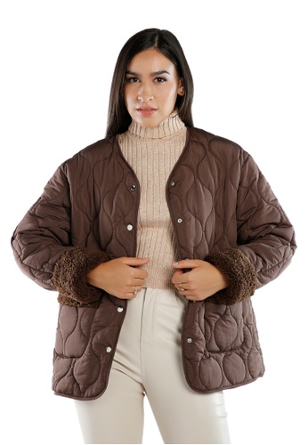 London Rag brown Chocolate Quilted Button-Up Puffer Jacket 21FC1AA525556AGS_1