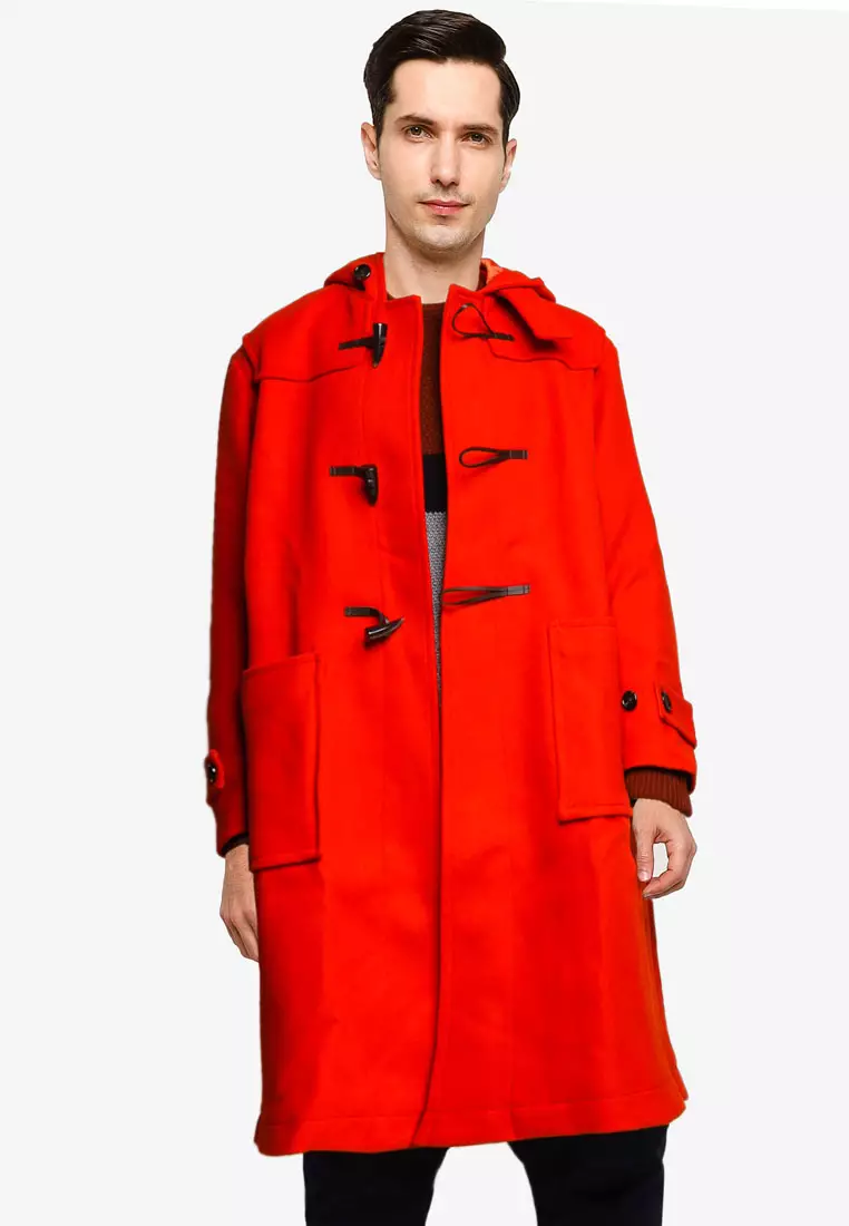 Red duffle coat mens on sale