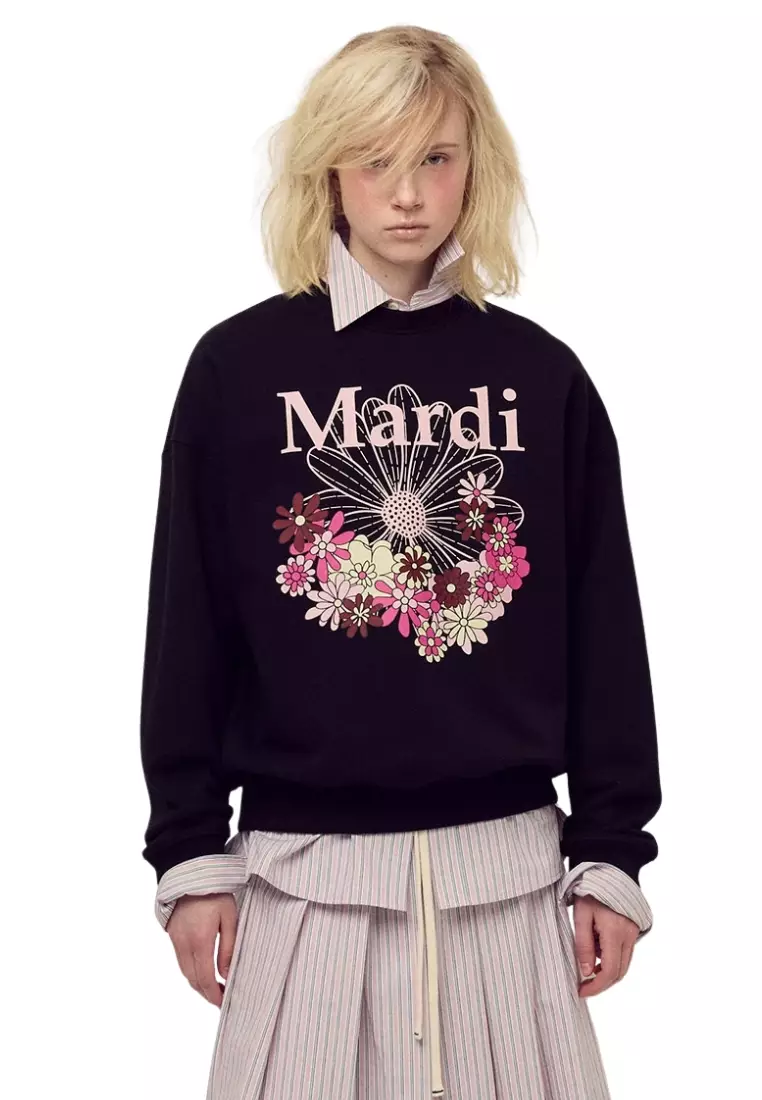 Sweatshirt Flowermardi Jardin - Black Palepink