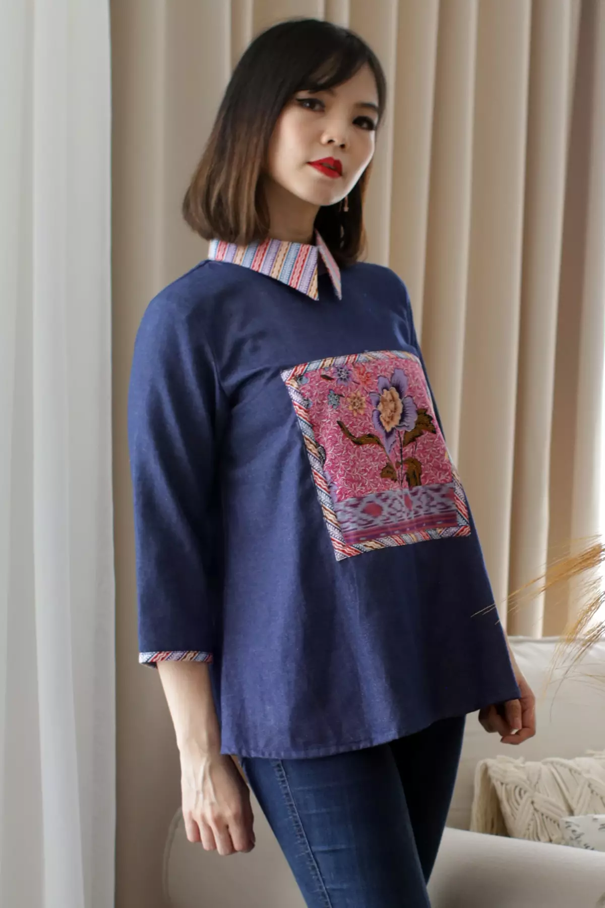 Ayuningrum Denim Jambon Blouse