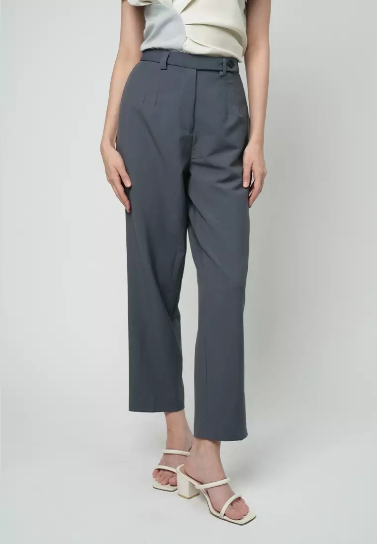 Kaydence Slim Pants with a Button Tab opening in the Waistband