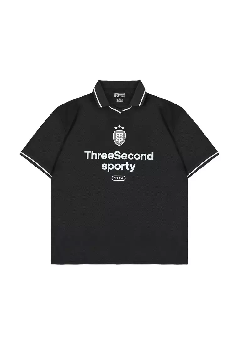 3Second Men's Collar Jersey T-Shirt Short Sleeve Relaxed Fit Polyester Pele OL-320725