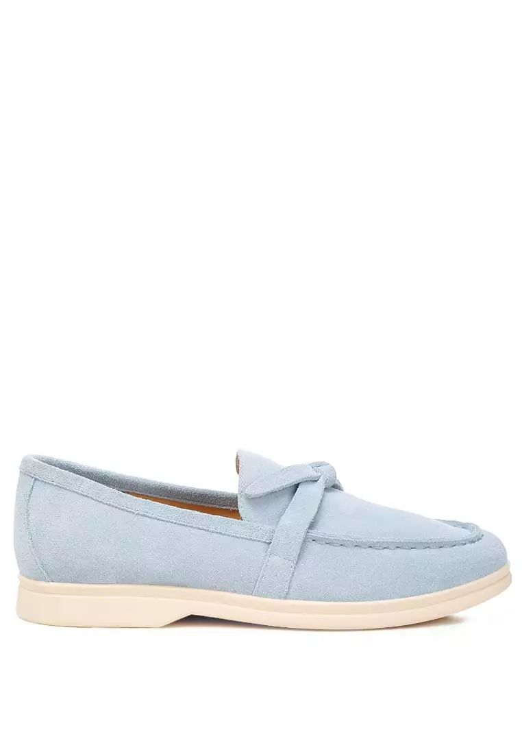 Discount on Rag & Co.  shoes - SKU: Blue Suede Knot Detailed Loafers