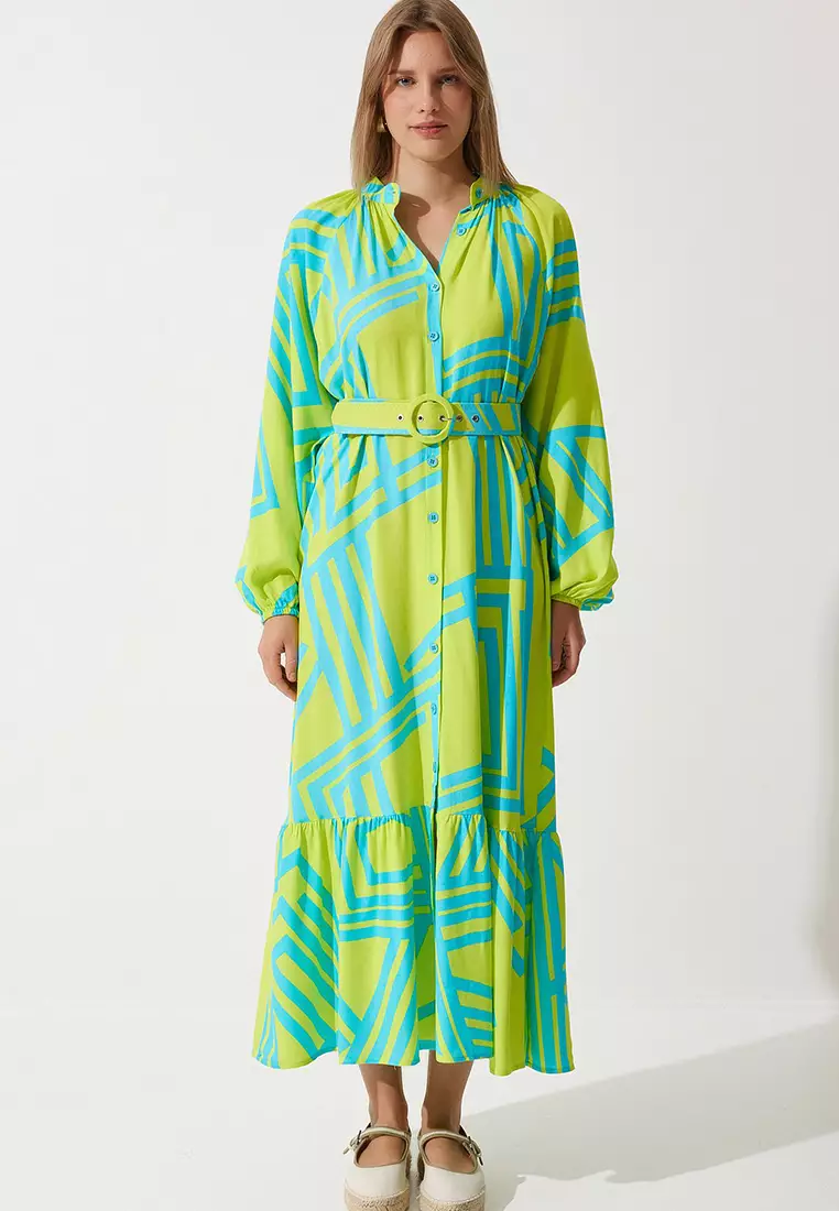 Belted Oversize Summer Viscose Dress