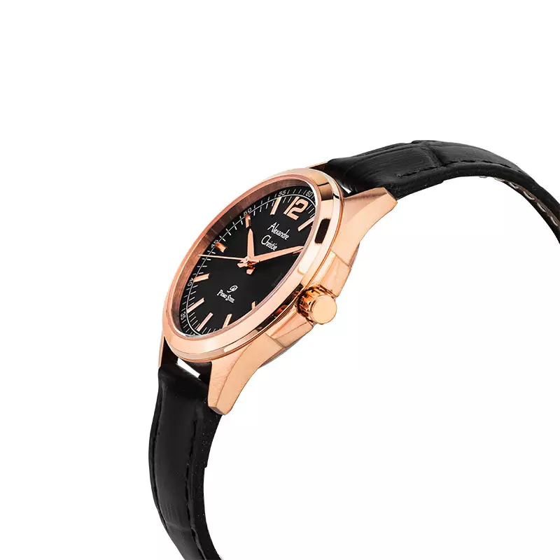 Jam Tangan Wanita Alexandre Christie Primo Steel AC 1031 LD LRGBA Ladies Black Dial Black Leather Strap