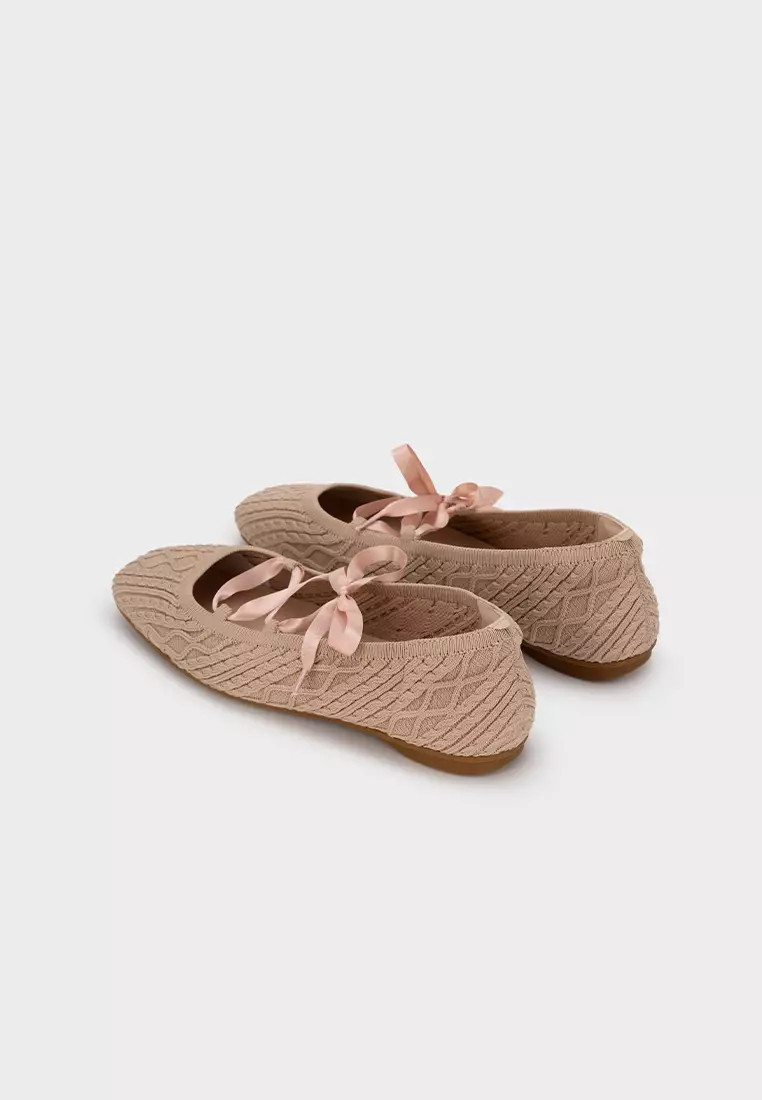 飞织面云感系带平底鞋