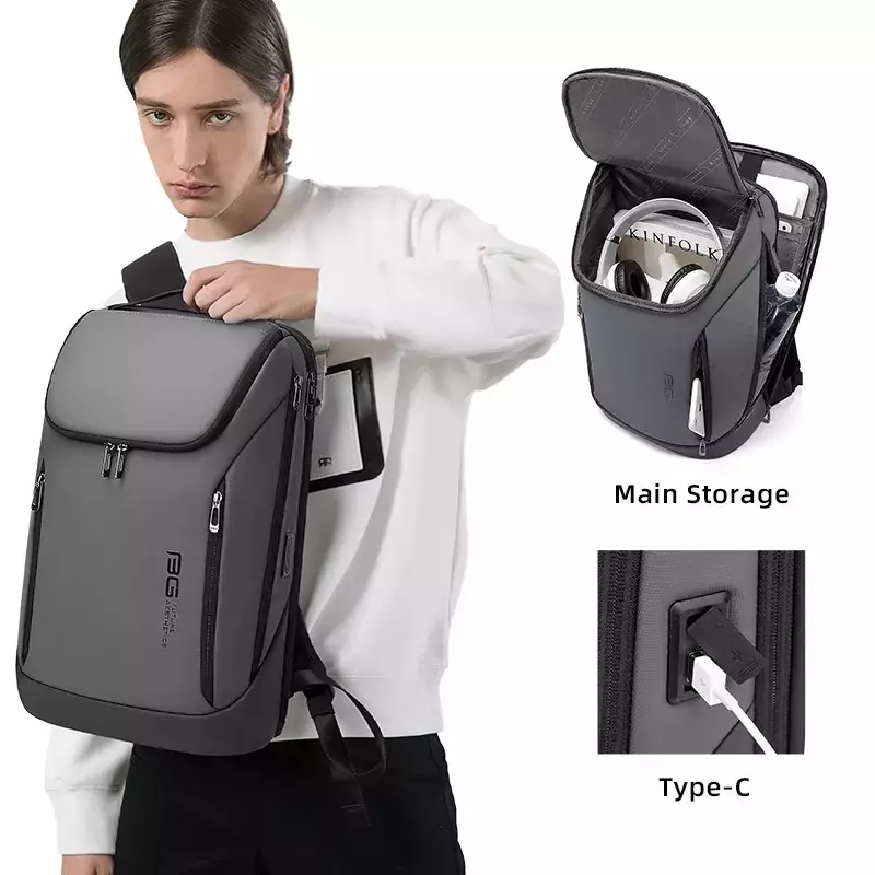 Bange BG2517 Tas Ransel Backpack Laptop Pria 15.6 Inch - GREY