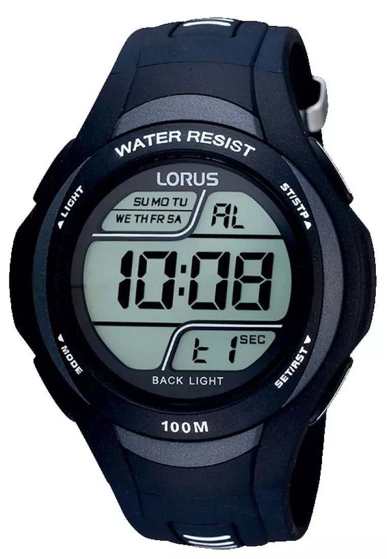 Jam Tangan Pria Lorus Original Garansi Resmi R2305EX9 Strap Silicone Black Digital