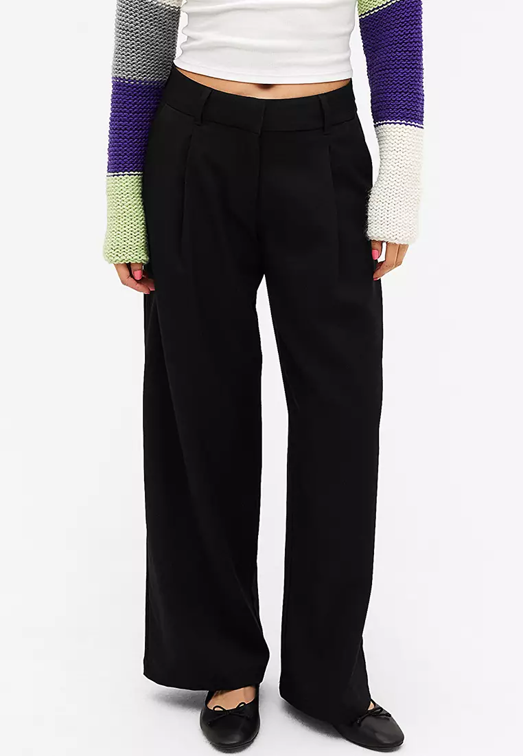 Tailored dad fit trousers with contrast waistband