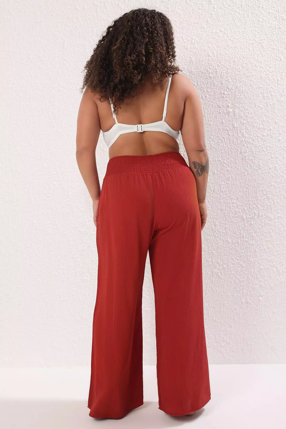 Tile Wide Leg High Waist Beach Wear Plus Size Trousers TBBSS25AR00000