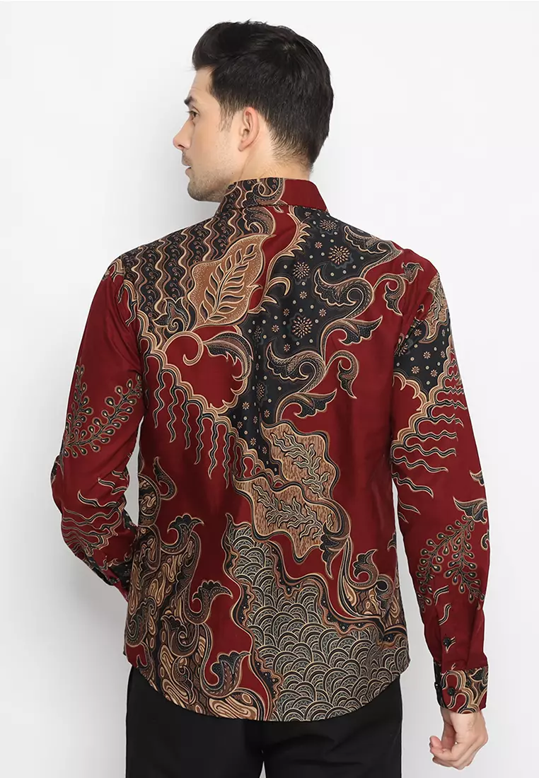 Kemeja Batik Pria Ganesha - Maroon