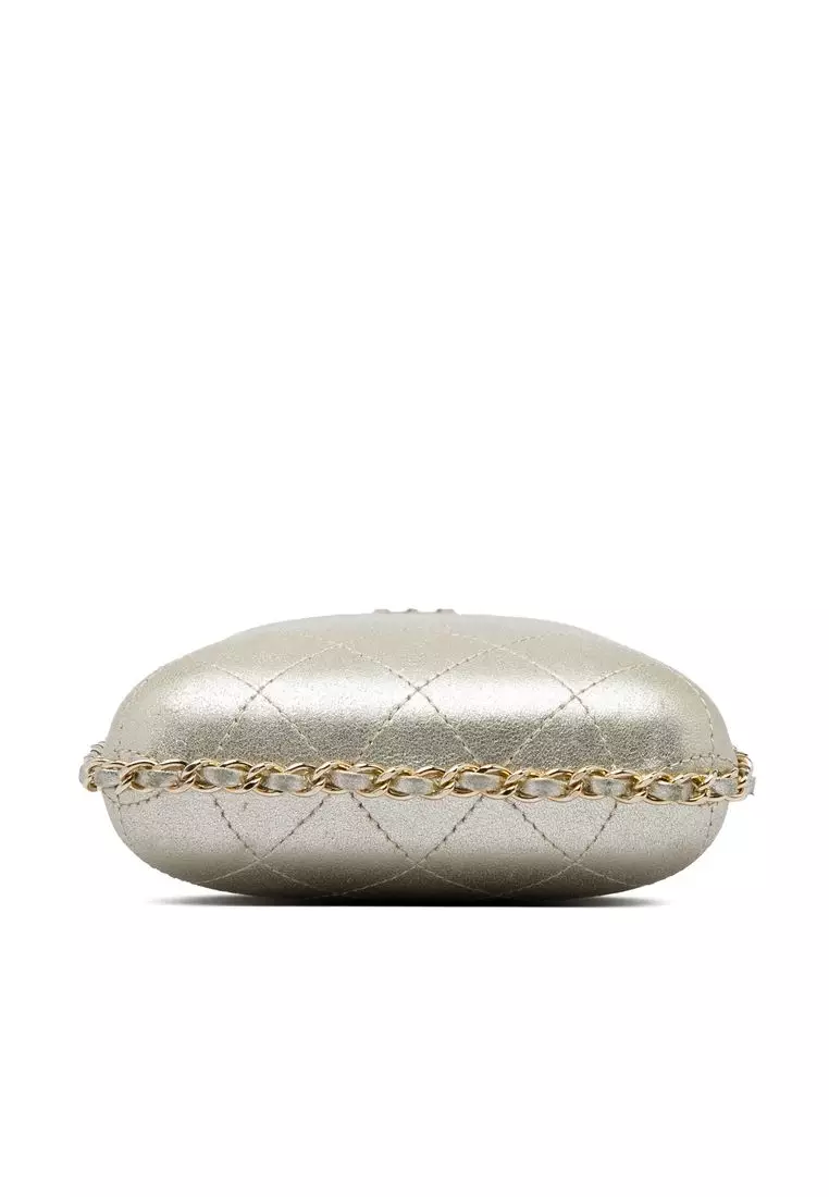 Pre-Loved Chanel Cc Quilted Metallic Lambskin Chain Around Phone Holder