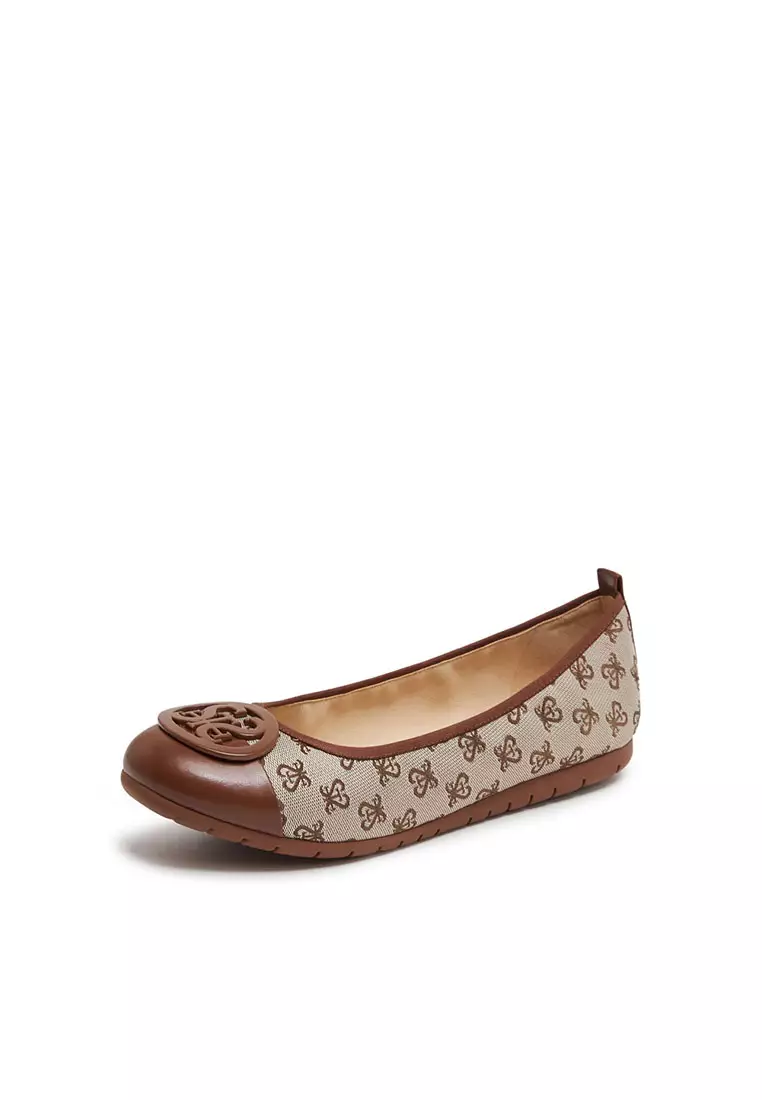 Staccato Classic St Buckle Monogram Duo Tone Flats - Coffee (9CP63-COF)
