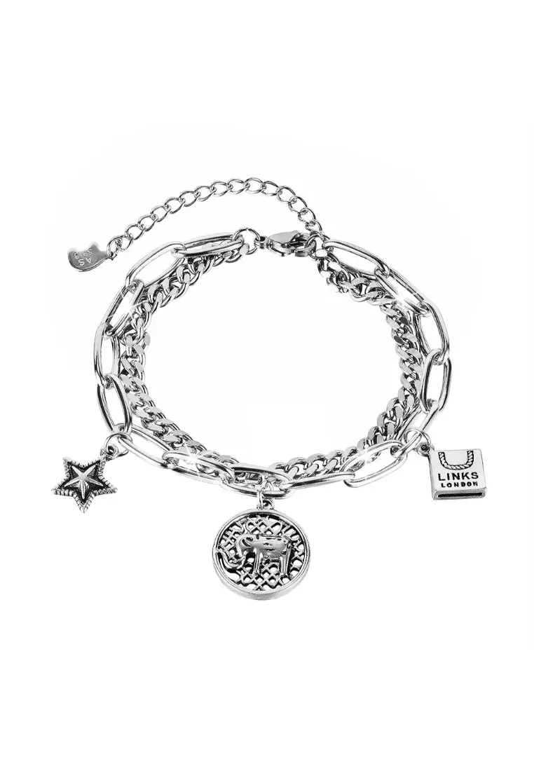 BULLION GOLD Spiritual Charms Bracelet in White Gold
