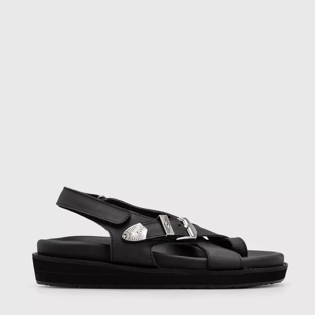 Elena Sandals Genuine Leather Black