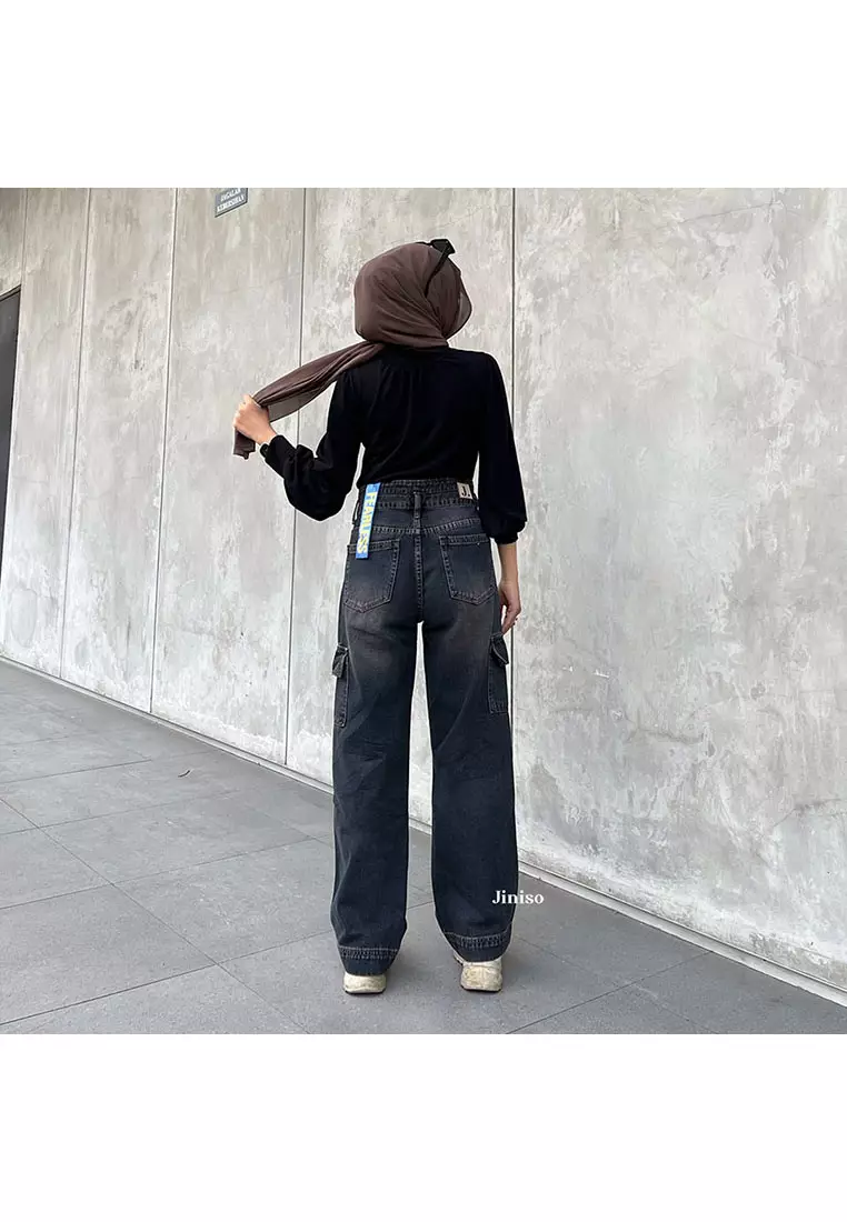 Highwaist Cargo Loose Jeans 463 FEARLESS