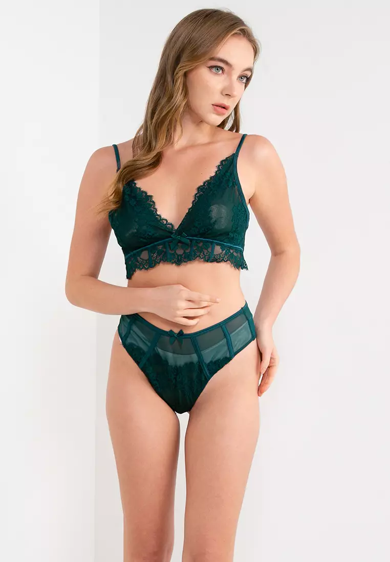 Buy Hunkemoller Emily High Leg Brasilian Panties in Deep Teal 2024 Online