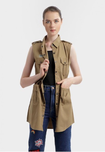 MKY Versa Collared Patch Vest in Brown