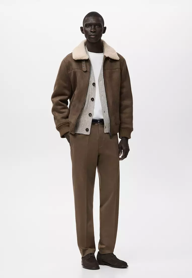 Faux-Shearling Suede Jacket