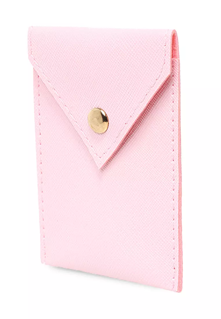 Manley Card Wallet Motif Polos Pengait Kancing Design Simple - Peach