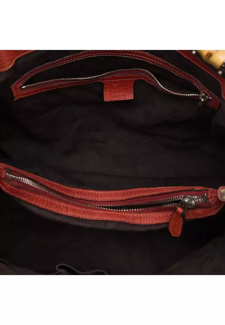 Pre-Loved Gucci Medium Gg Canvas Bamboo Libeccio Tote
