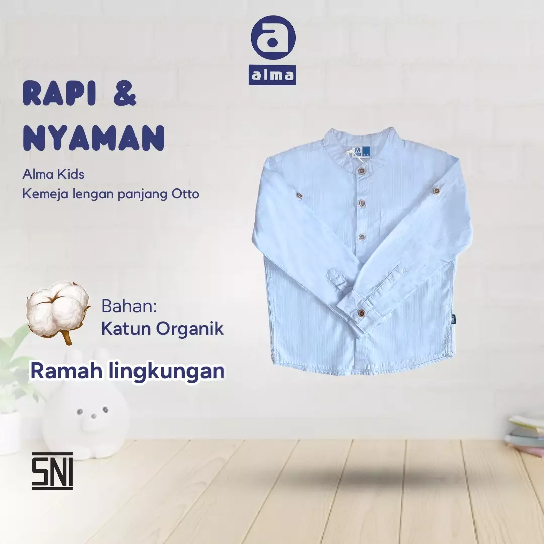 Alma Kids Kemeja lengan panjang biru OTTO untuk anak full katun
