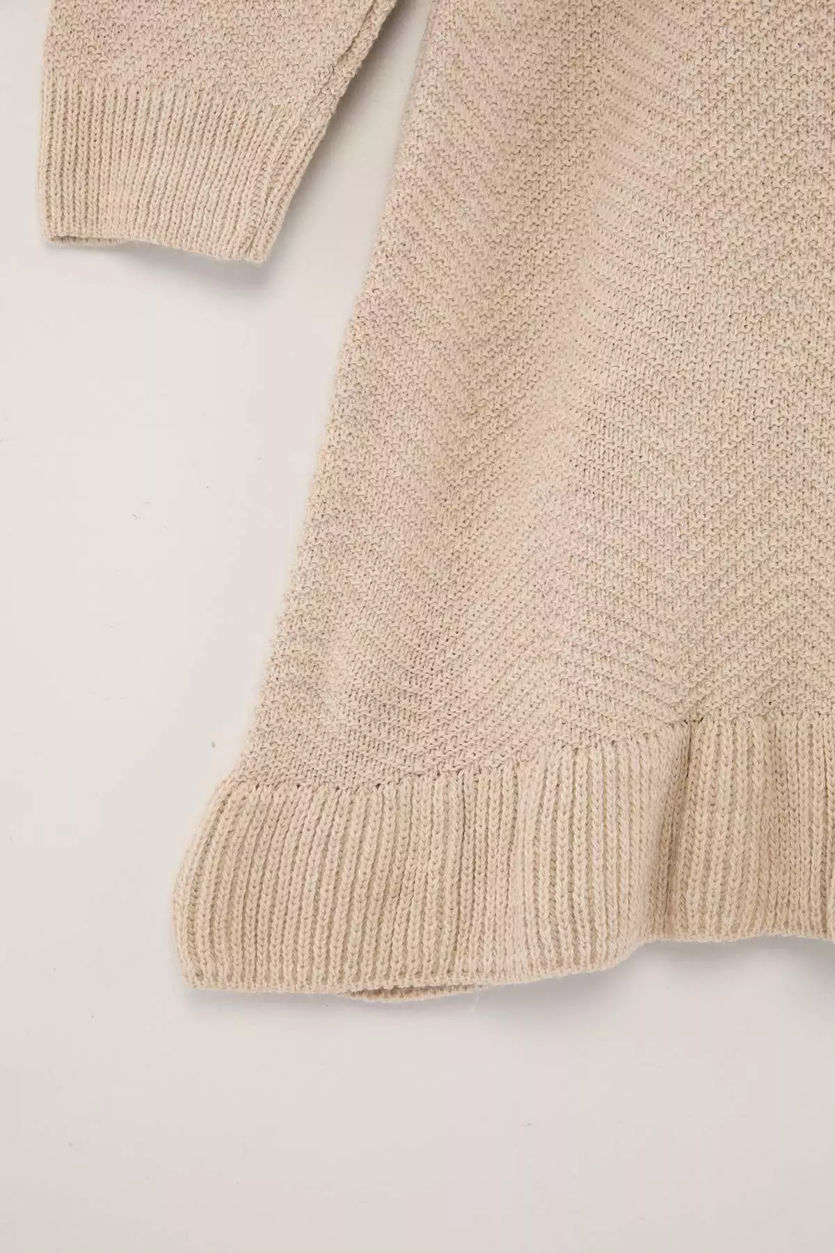 Stone Plain Short / Mini Ruffle High Neck Knitwear Dress Twoaw26El00099