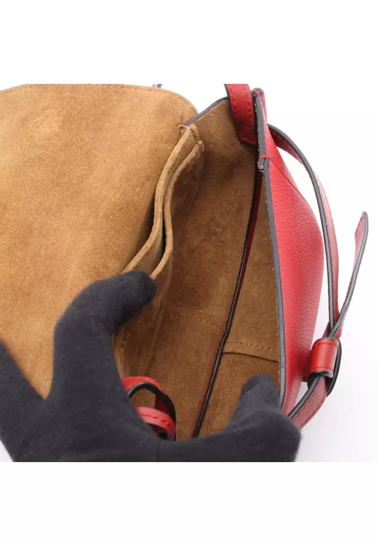 Pre-Loved LOEWE gate bag mini Shoulder bag leather Red