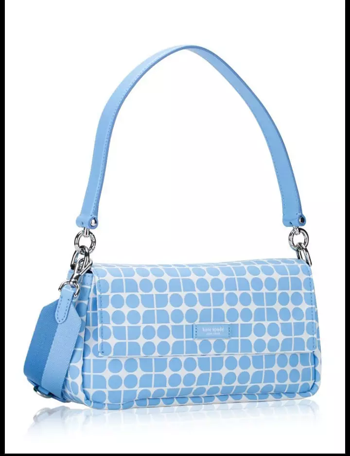 KF864  Kate Spade Noel Jacquard Convertible Crossbody  Nylon Astral Blue