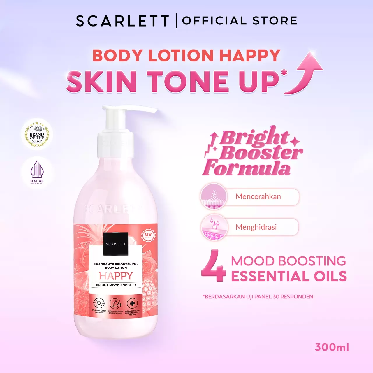 Scarlett Whitening New! Fragrance Brightening Body Lotion Bright Mood Booster (Happy)