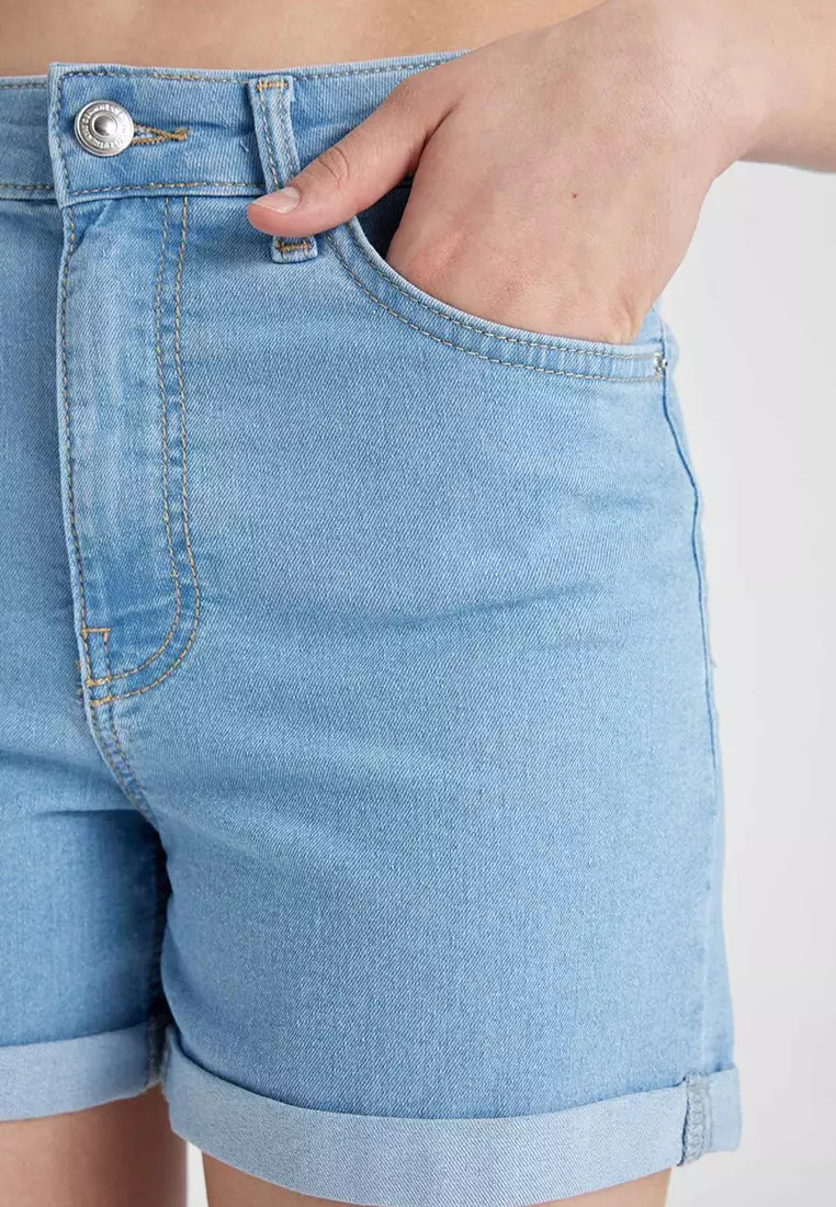 Roll Hem Denim Shorts