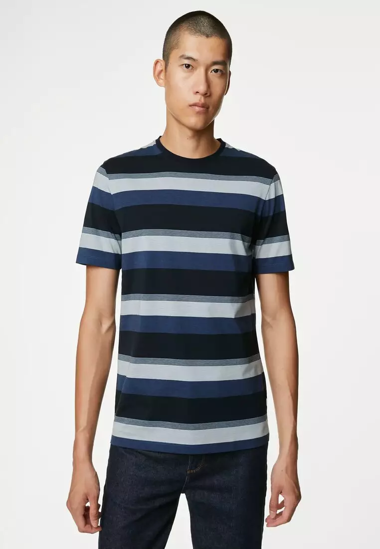 Buy MARKS & SPENCER M&S Collection Pure Cotton Striped T-Shirt 2024 Online