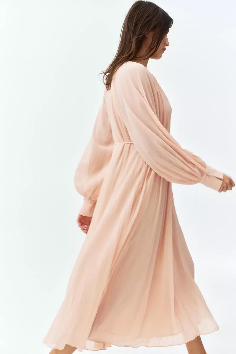Pleated chiffon dress
