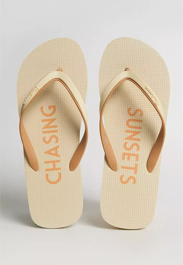 Discount on Penshoppe  shoes - SKU: Women's Two-Tone Strap Flip Flops with Text