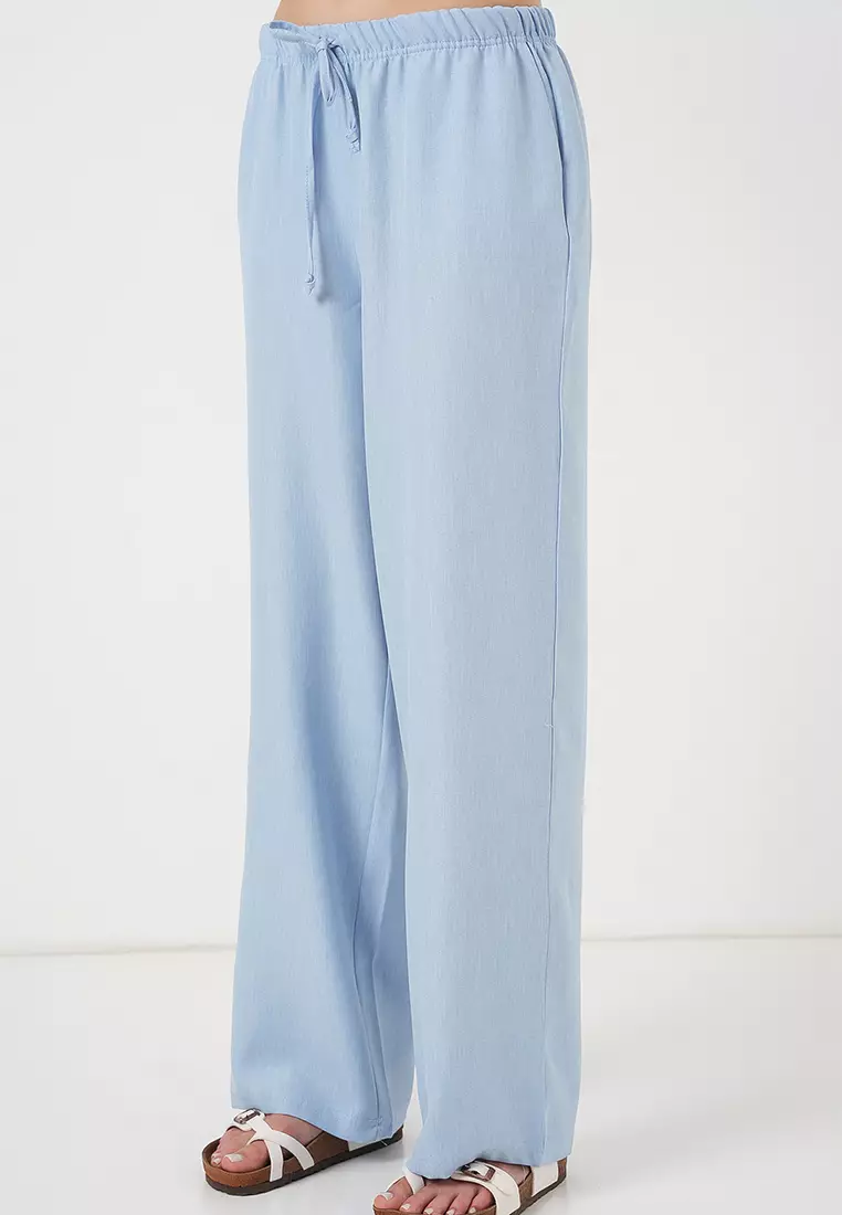 Wide Leg Linen-Look Trousers