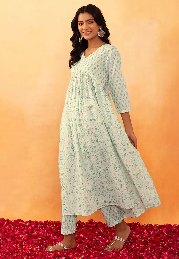 White cotton new arrivals anarkali kurti