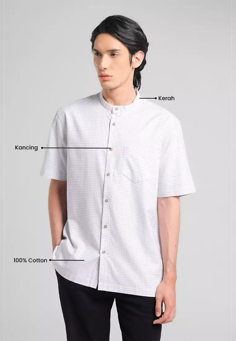 MANZONE X Adipati Dolken - Kemeja Koko Shanghai Lengan Pendek Shaza Comfort Fit - Brown