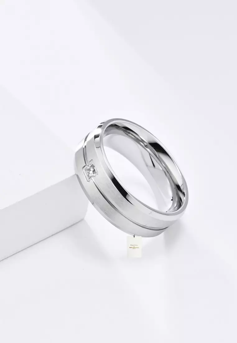 Stylish Chic Titanium Steel Zircon Ring JW QF-JZ910