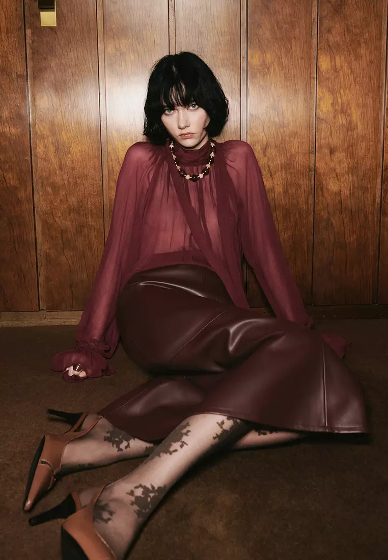 Semi-Transparent Blouse with Foulard