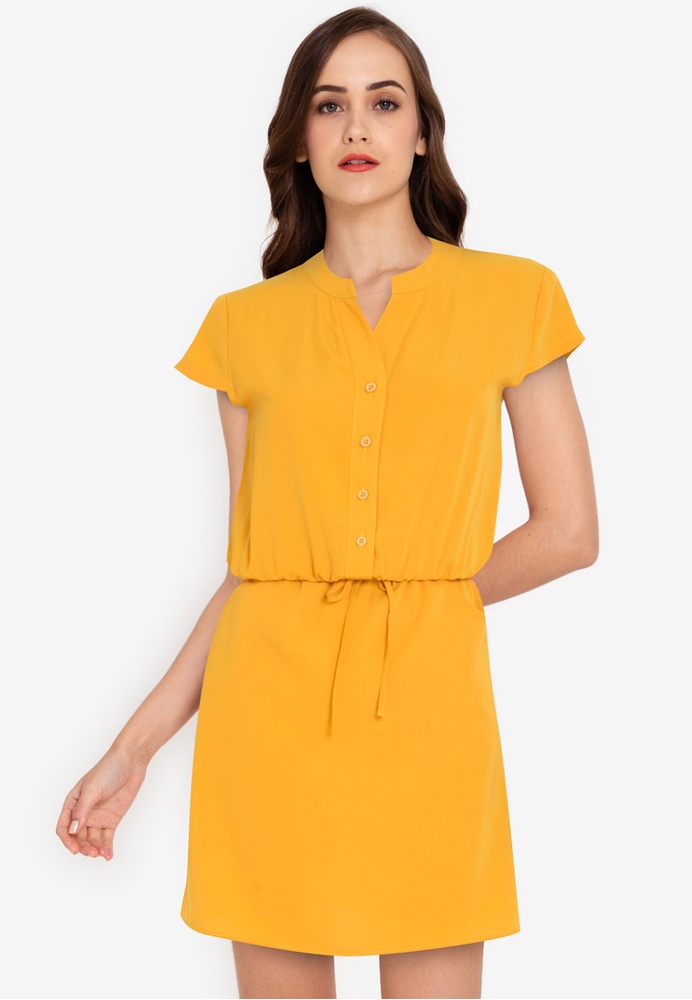 Buy ZALORA WORK Drawstring Detail Dress 2021 Online | ZALORA Singapore