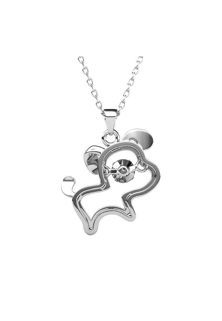 Dancing Shio Pendant Dog - Kalung Crystal Swarovski by Her Jewellery