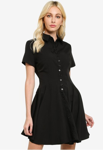 black button up shirt dress