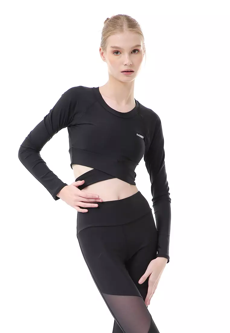 Felisa Baju Senam Aerobik Atasan Wanita Long Sleeve Premium Quality - Hitam